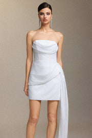 Vali Strapless pleated ribbon mini skirt